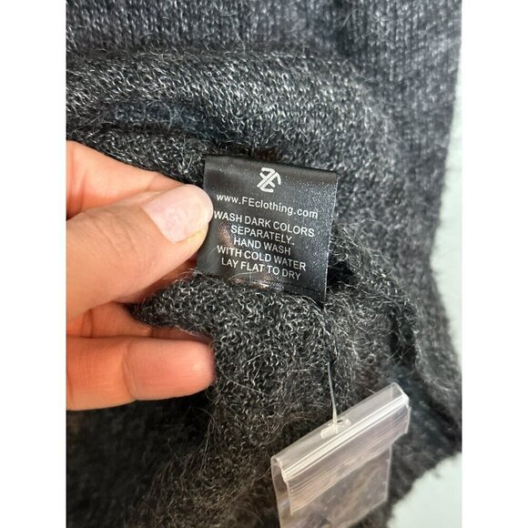 Foreign Exchange Men's' XL Mohair Blend Gray Henley LS Patch Elbow Sweater NWOT - Picture 10 of 10